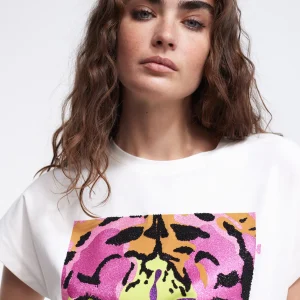 Lola Casademunt Camisetas Y Tops<Camiseta tigre multicolor BLANCO