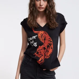 Lola Casademunt Camisetas Y Tops<Camiseta tigre strass NEGRO