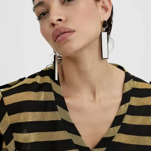 Lola Casademunt Camisetas Y Tops<Camisetea rayas lurex METAL-NEGRO