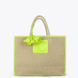 Lola Casademunt Bolsos | Baño<Capazo con ribetes color fluor MARRON-NEGRO