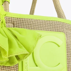 Lola Casademunt Bolsos | Baño<Capazo con ribetes color fluor MARRON-NEGRO