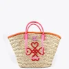 Lola Casademunt Bolsos | Baño<Capazo corazones bordados MARRON-NEGRO