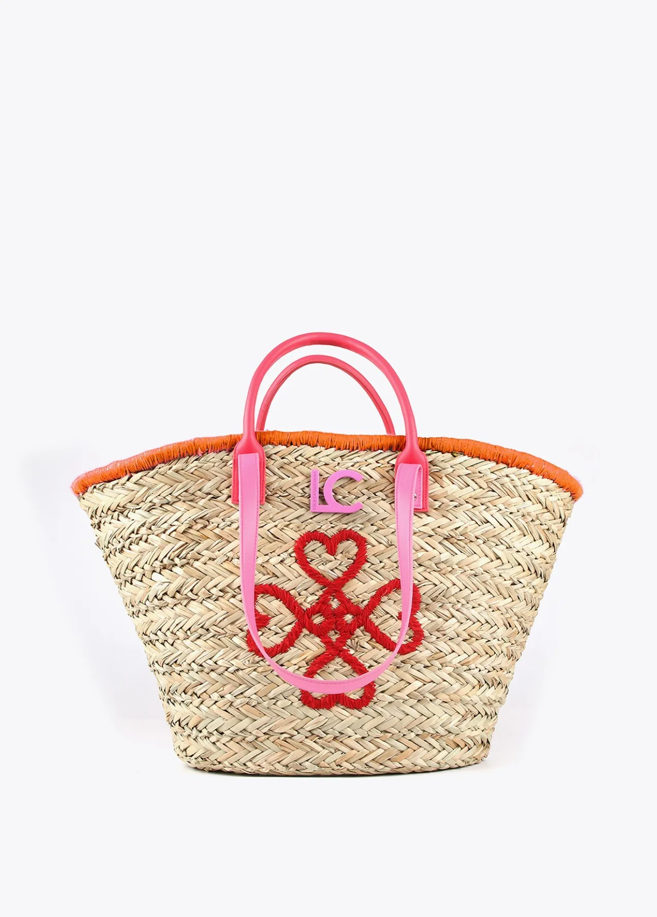 capazo_corazones_bordados_0.webp Lola Casademunt Bolsos | Baño<Capazo corazones bordados MARRON-NEGRO