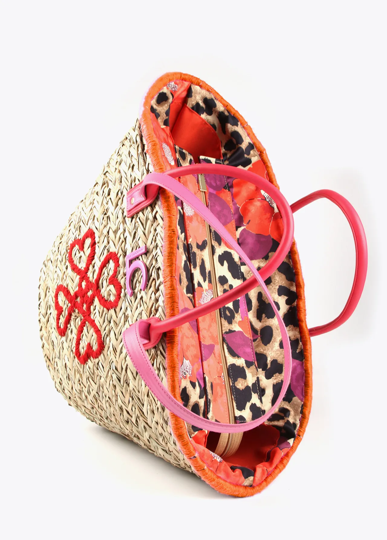 capazo_corazones_bordados_1.webp Lola Casademunt Bolsos | Baño<Capazo corazones bordados MARRON-NEGRO