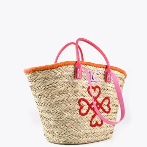 Lola Casademunt Bolsos | Baño<Capazo corazones bordados MARRON-NEGRO