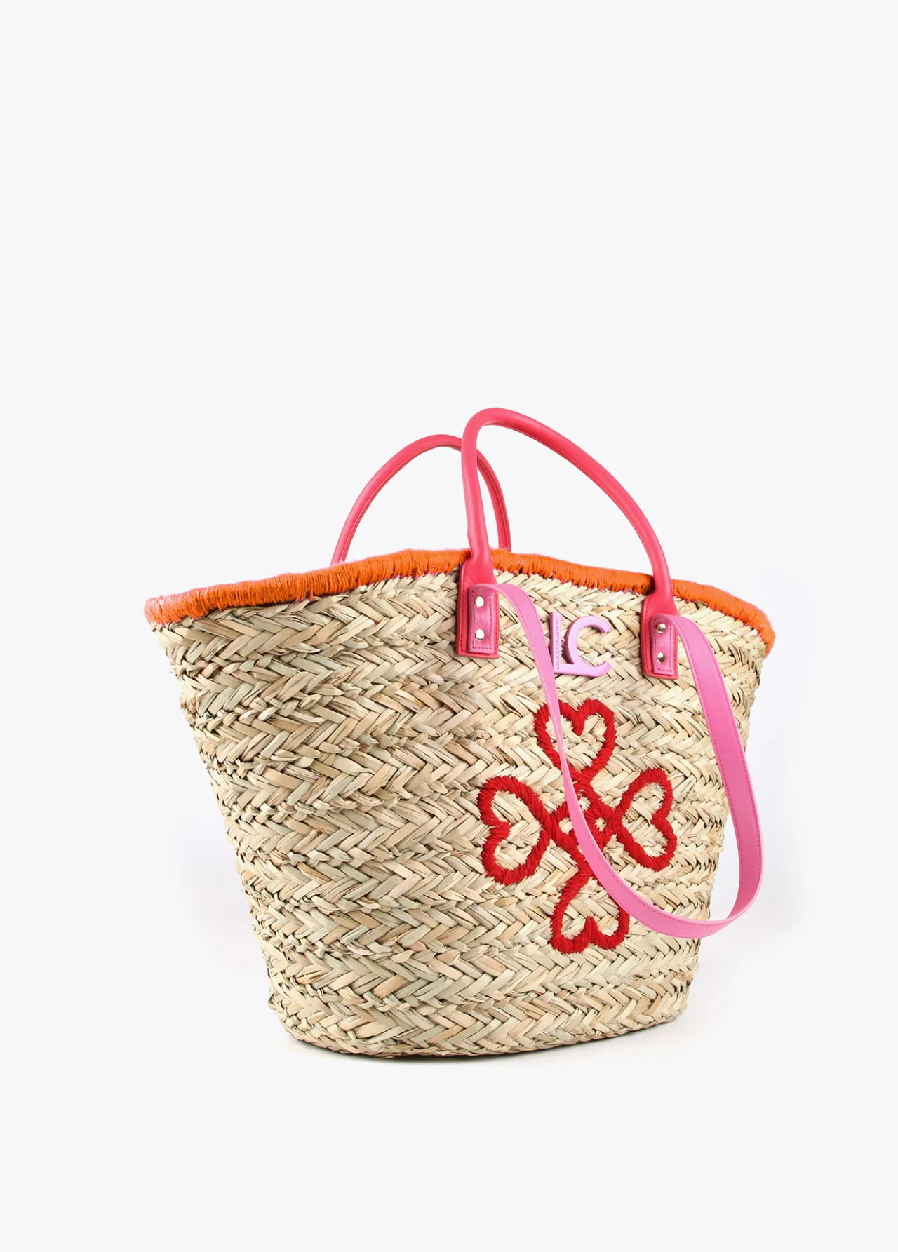 capazo_corazones_bordados_5.webp Lola Casademunt Bolsos | Baño<Capazo corazones bordados MARRON-NEGRO
