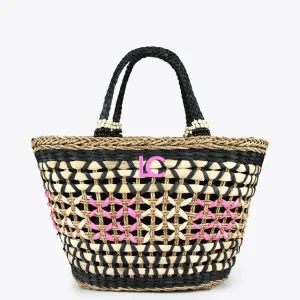 Lola Casademunt Bolsos | Baño<Capazo trenzado gométrico MARRON-NEGRO