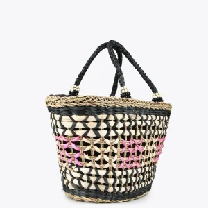 Lola Casademunt Bolsos | Baño<Capazo trenzado gométrico MARRON-NEGRO