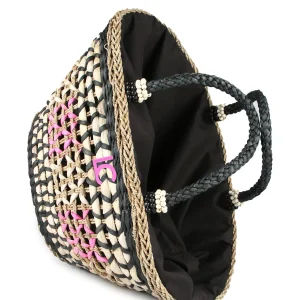 Lola Casademunt Bolsos | Baño<Capazo trenzado gométrico MARRON-NEGRO