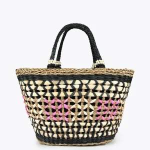 Lola Casademunt Bolsos | Baño<Capazo trenzado gométrico MARRON-NEGRO