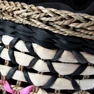Lola Casademunt Bolsos | Baño<Capazo trenzado gométrico MARRON-NEGRO