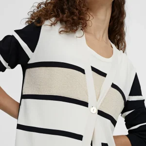 Lola Casademunt Chaquetas Y Gabardinas | Punto<Cardigan punto de rayas NEGRO-CRUDO