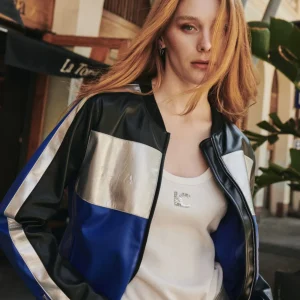 Lola Casademunt Abrigos Y Cazadoras | Chaquetas Y Gabardinas<Cazadora biker tricolor AZUL-GRIS