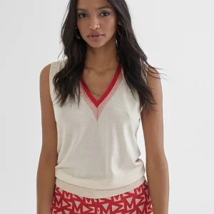 Lola Casademunt Punto | Chalecos<Chaleco bicolor CRUDO-ROJO