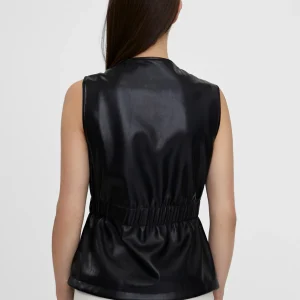 Lola Casademunt Chalecos<Chaleco efecto piel NEGRO