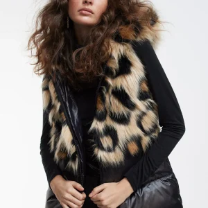 Lola Casademunt Animal Print | Chalecos<Chaleco pelo combinado NEGRO-MARRON