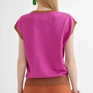 Lola Casademunt Camisetas Y Tops | Punto<Chaleco punto multicolor ROSA-METAL