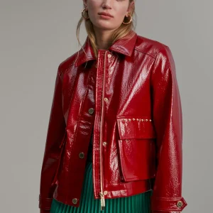 Lola Casademunt Abrigos Y Cazadoras<Chaqueta efecto charol ROJO