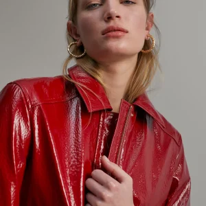 Lola Casademunt Abrigos Y Cazadoras<Chaqueta efecto charol ROJO
