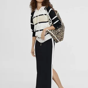 Lola Casademunt Punto | Chaquetas Y Gabardinas<Chaqueta rayas con capucha NEGRO-CRUDO