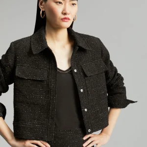 Lola Casademunt Chaquetas Y Gabardinas | Americanas Y Blazers<Chaqueta tweed cropped NEGRO