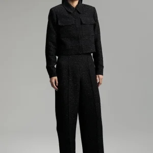 Lola Casademunt Chaquetas Y Gabardinas | Americanas Y Blazers<Chaqueta tweed cropped NEGRO