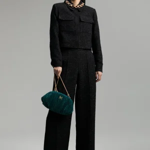 Lola Casademunt Chaquetas Y Gabardinas | Americanas Y Blazers<Chaqueta tweed cropped NEGRO