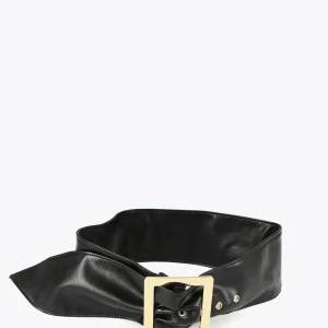 Lola Casademunt Accesorios<Cinturón ancho con maxi hebilla NEGRO