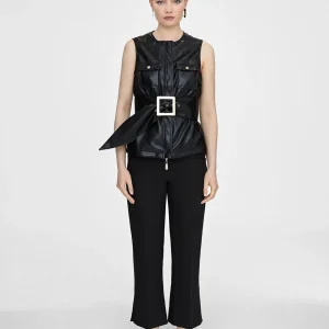 Lola Casademunt Accesorios<Cinturón ancho con maxi hebilla NEGRO