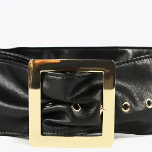 Lola Casademunt Accesorios<Cinturón ancho con maxi hebilla NEGRO