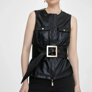 Lola Casademunt Accesorios<Cinturón ancho con maxi hebilla NEGRO