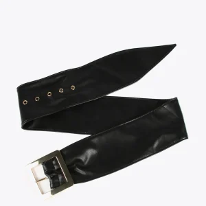 Lola Casademunt Accesorios<Cinturón ancho con maxi hebilla NEGRO