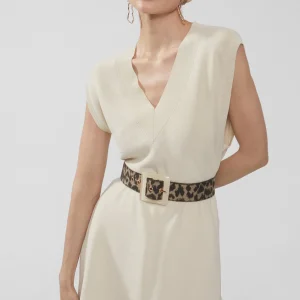 Lola Casademunt Accesorios<Cinturón ancho maxi hebilla CRUDO-MARRON