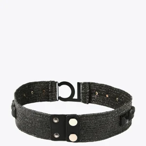 Lola Casademunt Accesorios<Cinturón efecto ráfia NEGRO