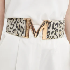 Lola Casademunt Accesorios<Cinturón elástico animal print MARRON-NEGRO