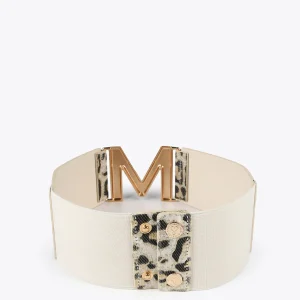 Lola Casademunt Accesorios<Cinturón elástico animal print MARRON-NEGRO