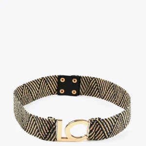 Lola Casademunt Accesorios<Cinturón elástico efecto ráfia CRUDO-MARRON