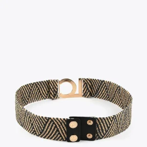 Lola Casademunt Accesorios<Cinturón elástico efecto ráfia CRUDO-MARRON