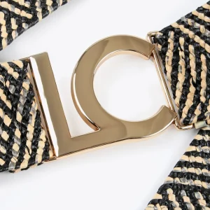 Lola Casademunt Accesorios<Cinturón elástico efecto ráfia CRUDO-MARRON