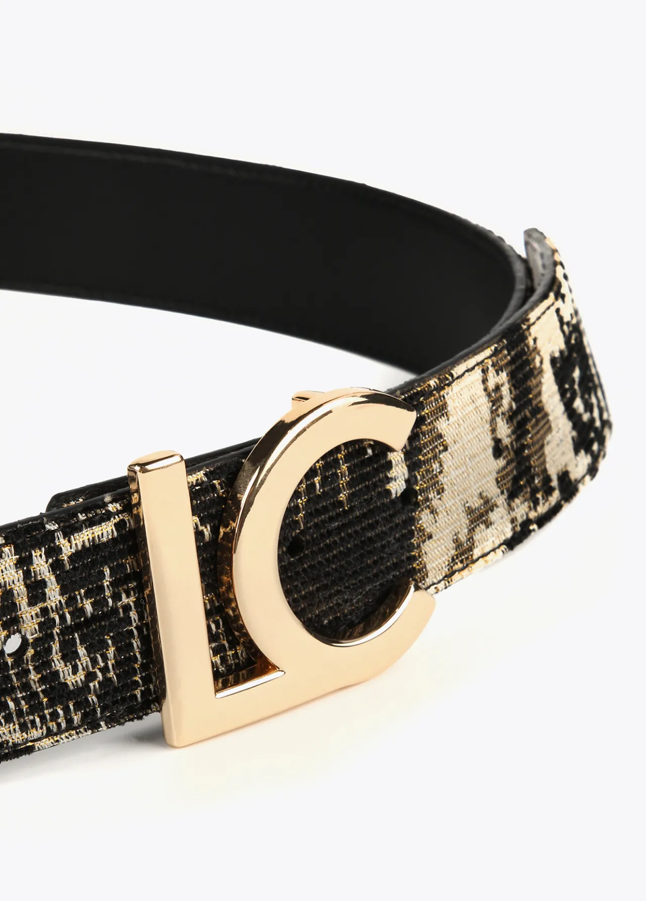 cinturn_jacquard_4.webp Lola Casademunt Animal Print | Cinturones<Cinturón jacquard NEGRO-METAL