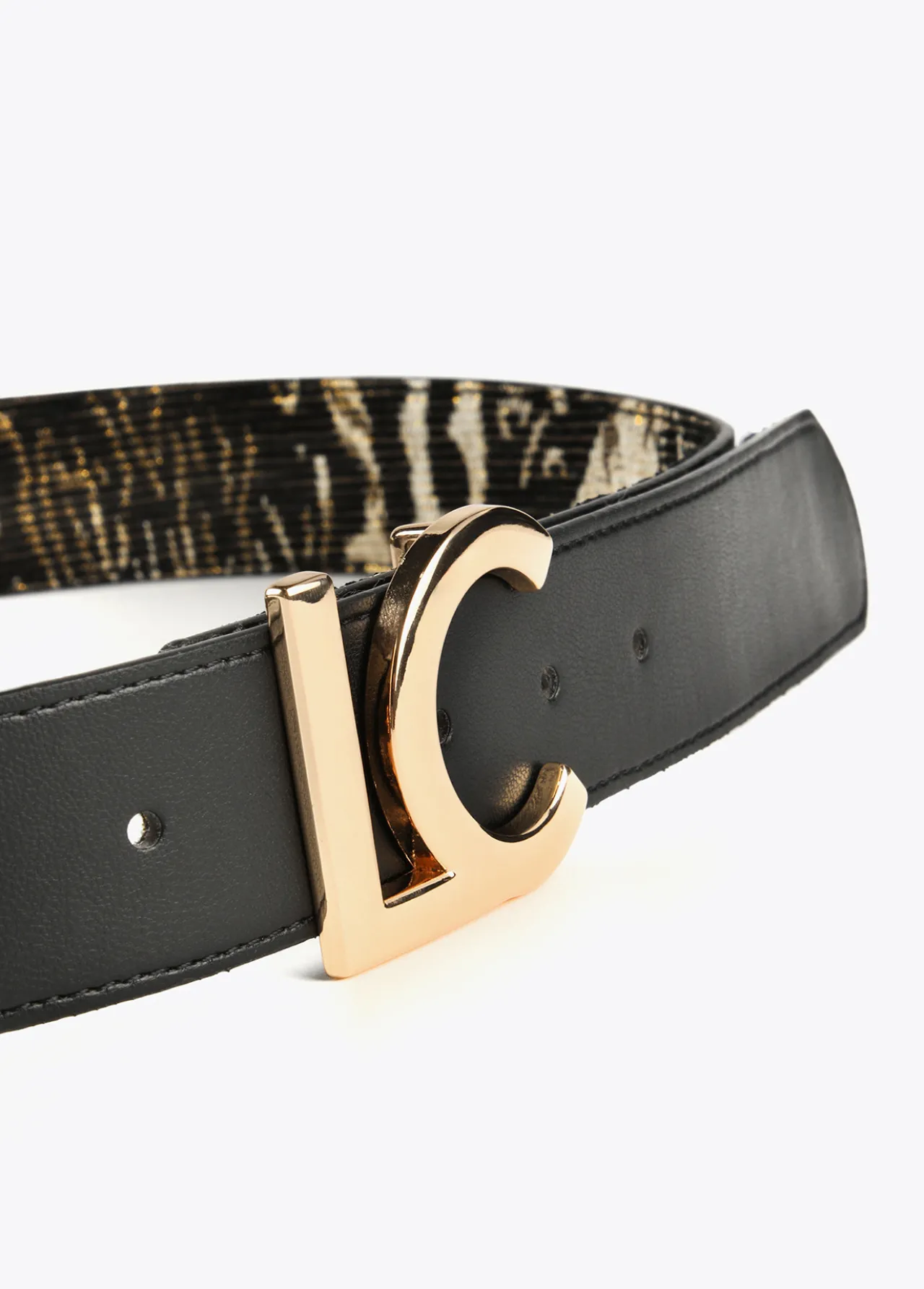 cinturn_jacquard_5.webp Lola Casademunt Animal Print | Cinturones<Cinturón jacquard NEGRO-METAL