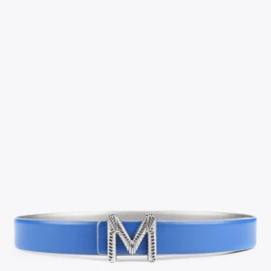 Lola Casademunt Cinturones<Cinturón reversible AZUL-METAL
