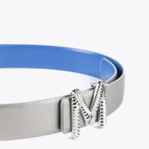 Lola Casademunt Cinturones<Cinturón reversible AZUL-METAL