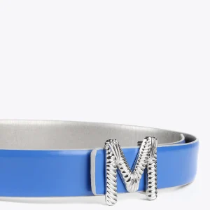 Lola Casademunt Cinturones<Cinturón reversible AZUL-METAL