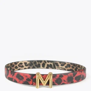 Lola Casademunt Animal Print | Cinturones<Cinturón reversible animal print ROJO-CRUDO