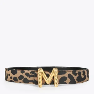 Lola Casademunt Animal Print | Cinturones<Cinturón reversible estampado animal y negro CRUDO-NEGRO
