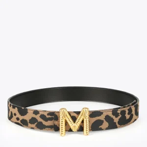 Lola Casademunt Animal Print | Cinturones<Cinturón reversible estampado animal y negro CRUDO-NEGRO