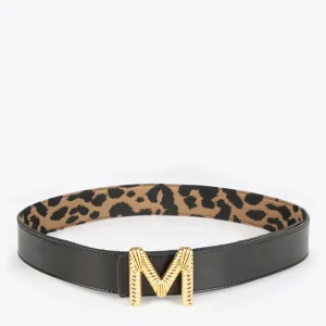 Lola Casademunt Animal Print | Cinturones<Cinturón reversible estampado animal y negro CRUDO-NEGRO