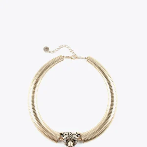 Lola Casademunt Bisuteria<Collar cabeza leopardo DORADO