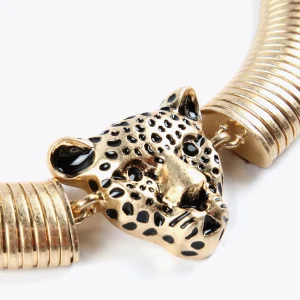 Lola Casademunt Bisuteria<Collar cabeza leopardo DORADO